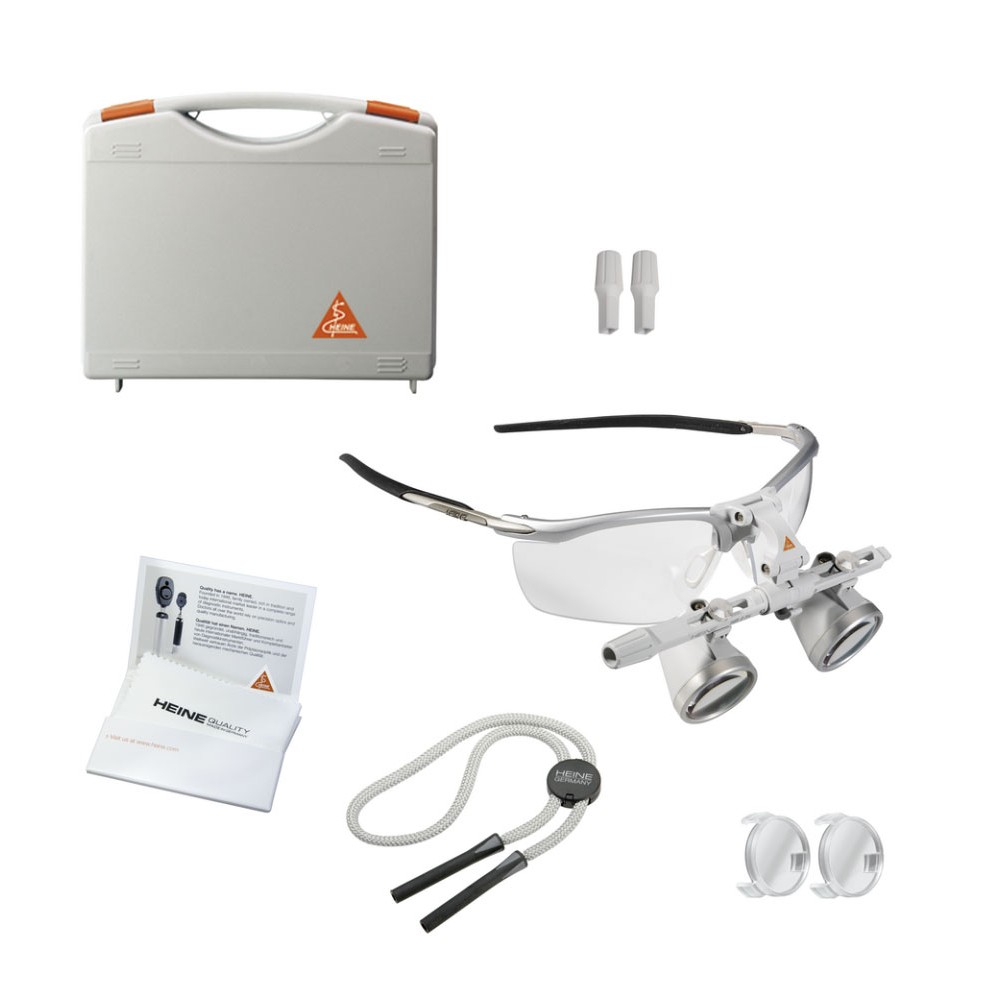 HEINE HR 2.5x binocular loupes on S-FRAME 340 mm HEINE HR 2.5x binocular loupes on S-FRAME 340 mm