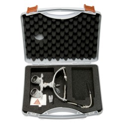 HEINE HR 2.5x binocular loupes on S-FRAME 420 mm