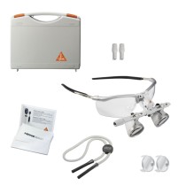 HEINE HR 2.5x binocular loupes on S-FRAME 420 mm