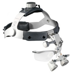 HEINE HR 2.5x binocular loupes on headband with S-GUARD 420 mm
