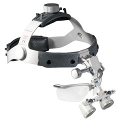 HEINE HR 2.5x binocular loupes on headband with S-GUARD 420 mm