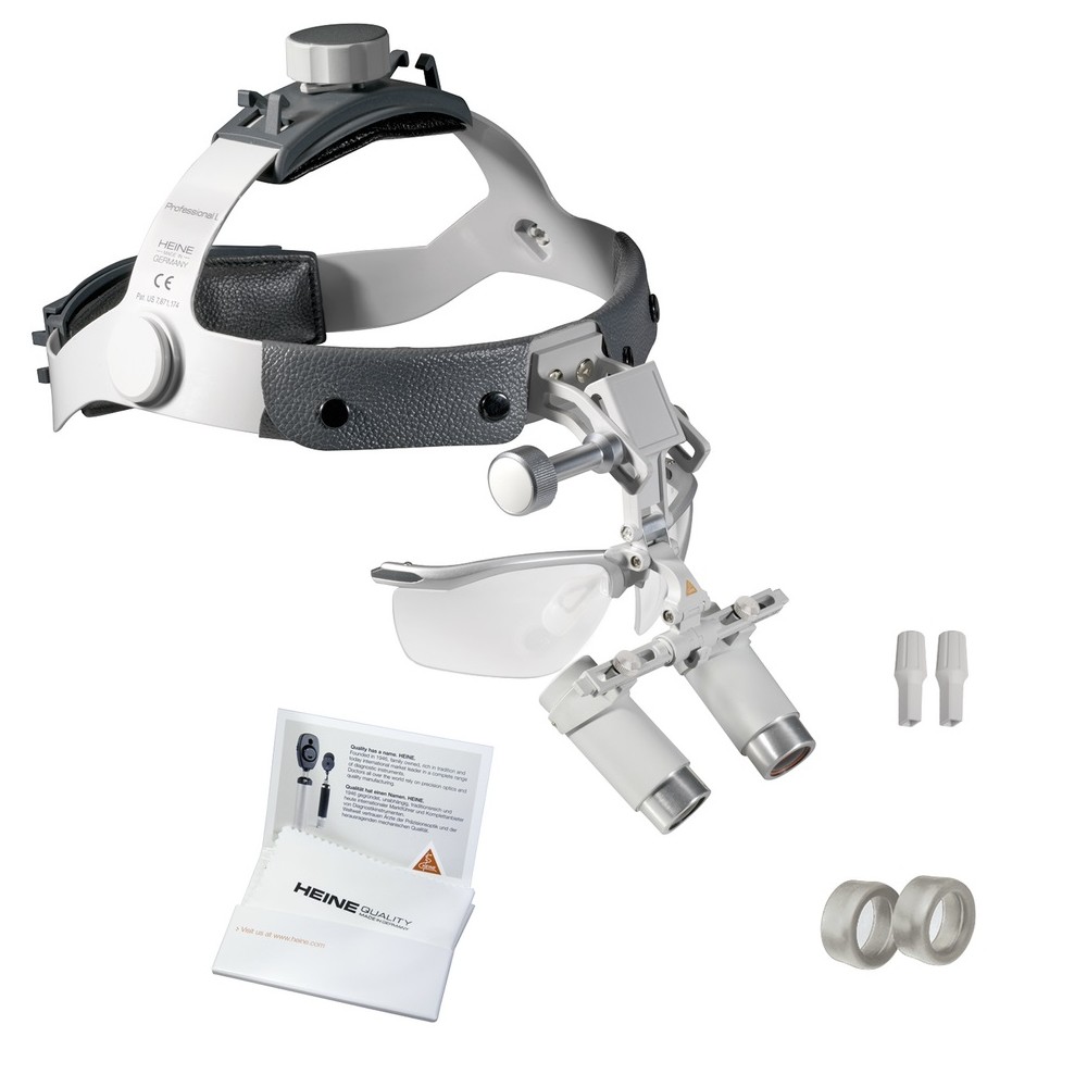 HEINE HRP 4x binocular loupes on headband with S-GUARD HEINE HRP 4x binocular loupes on headband with S-GUARD