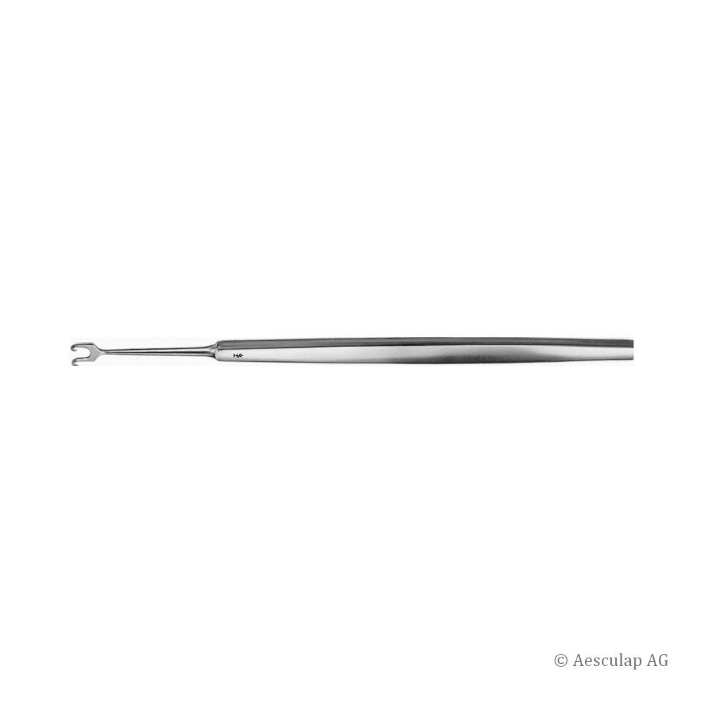Aesculap Iris hook, ROLLET Retractor, 13 cm, 2 prongs, pointed Aesculap Iris hook, ROLLET Retractor, 13 cm, 2 prongs, pointed